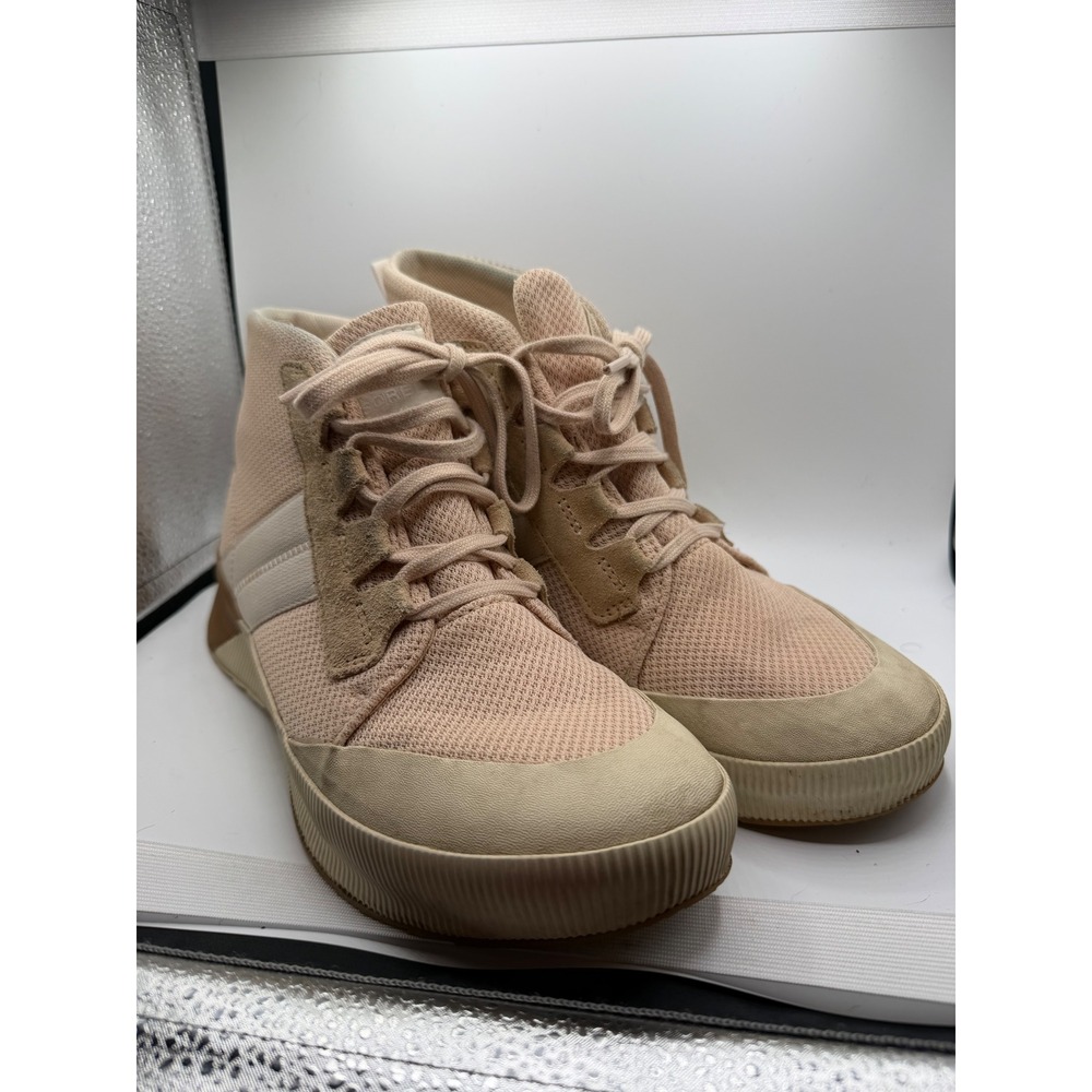 Sorel Out N About III Mid Peach Pink Mesh Suede Sneakers NL4861-260 Womens 9.5